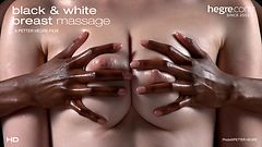 Massagem de mama preto e branco